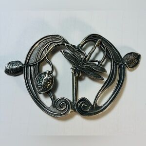 Vintage Ivar Hayden Fine Pewter Dragonfly Scarf Buckle